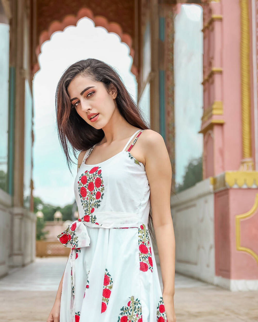 Designer Partywear Printed White Pure Maslin Gown - Anbazaar | Grocsy
