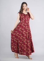 Vamika Wine Red Rayon Gold Printed Party Wear/Casual Wear Kurti | Grocsy