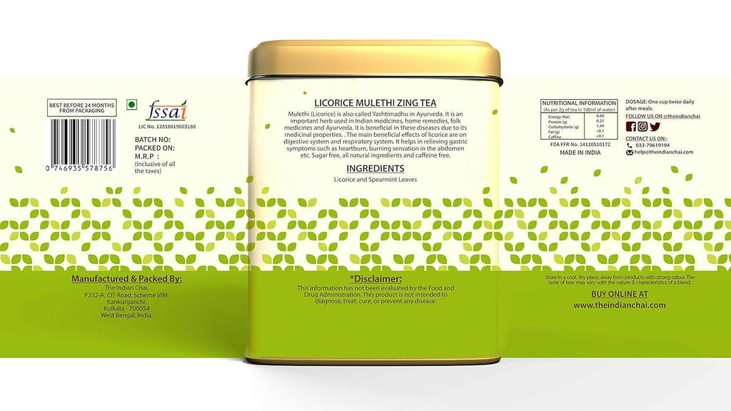 The Indian Chai - Licorice Mulethi Zing Ayurvedic Tea | Grocsy
