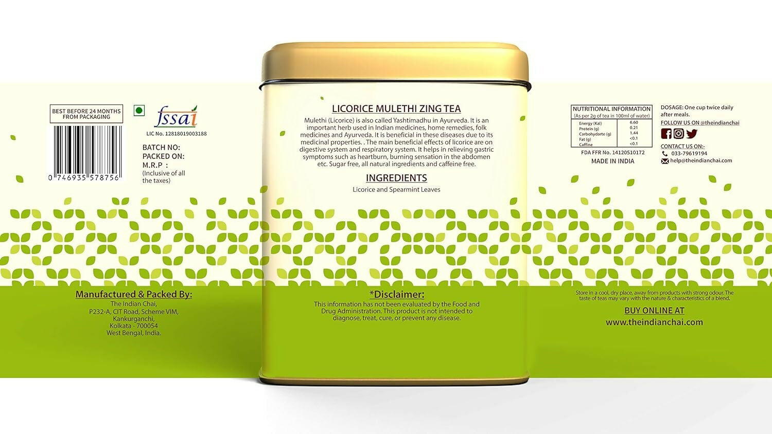 The Indian Chai - Licorice Mulethi Zing Ayurvedic Tea | Grocsy