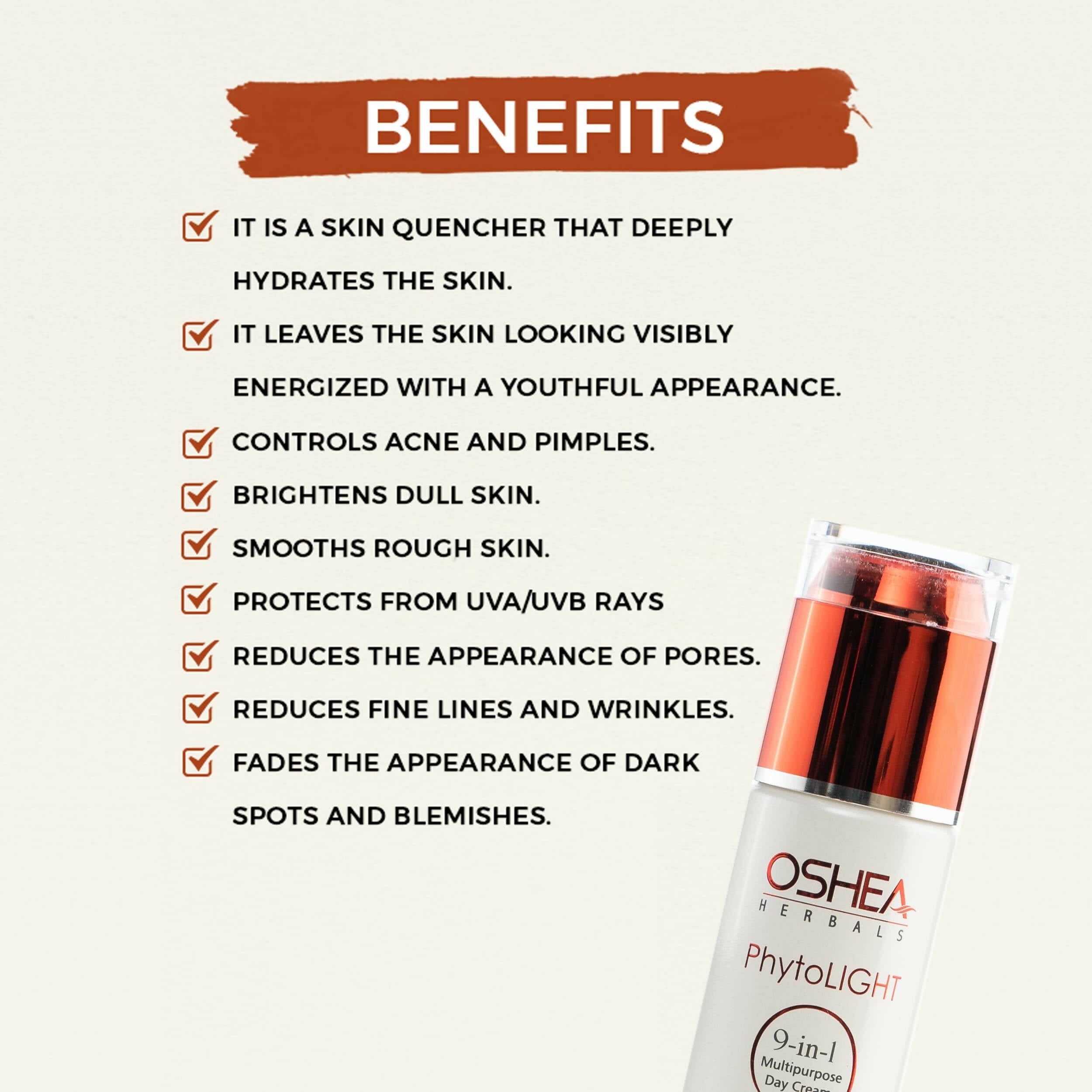 Oshea Herbals Phytolight 9-In-1 Multipurpose Day Cream SPF 25 PA++ | Grocsy
