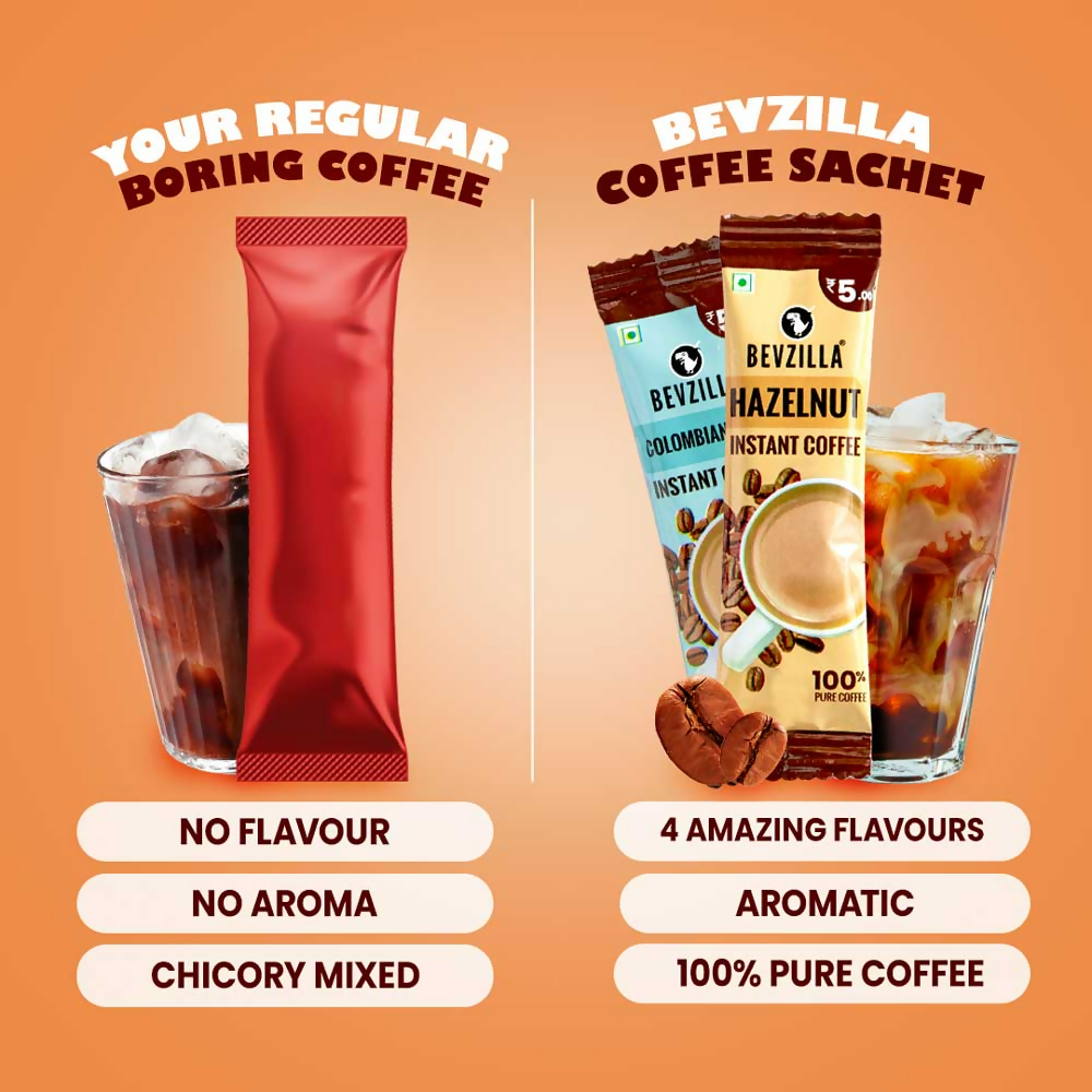 Bevzilla 25 Flavoured Coffee Sachets + Shaker | Grocsy