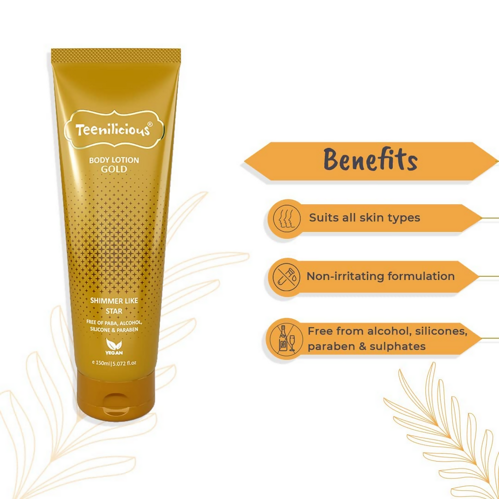 Teenilicious Gold Sparkle Body Lotion | Grocsy