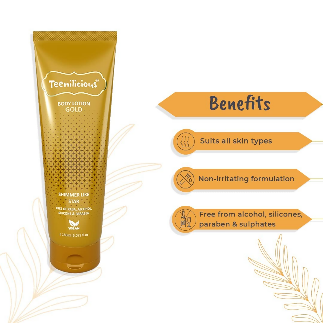 Teenilicious Gold Sparkle Body Lotion | Grocsy
