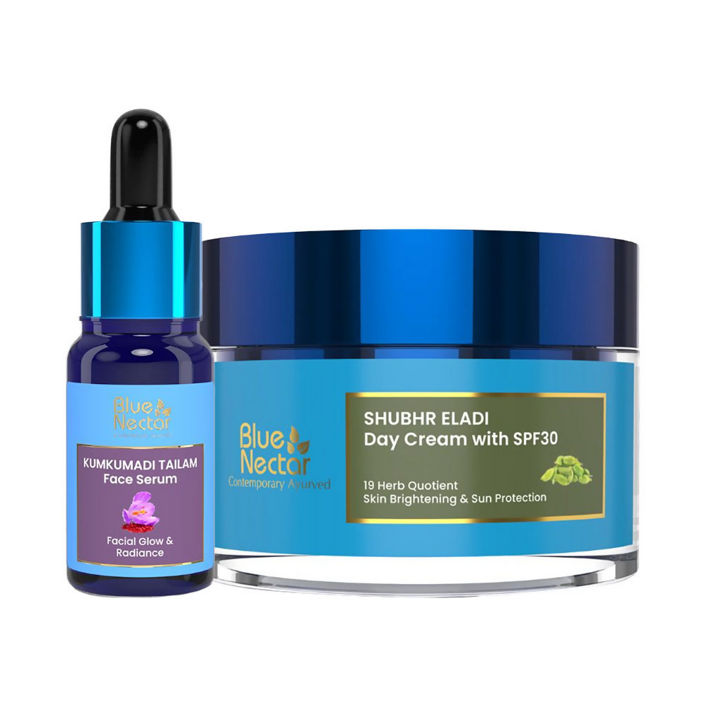 Blue Nectar Kumkumadi Serum + Eladi Day Cream Combo | Grocsy