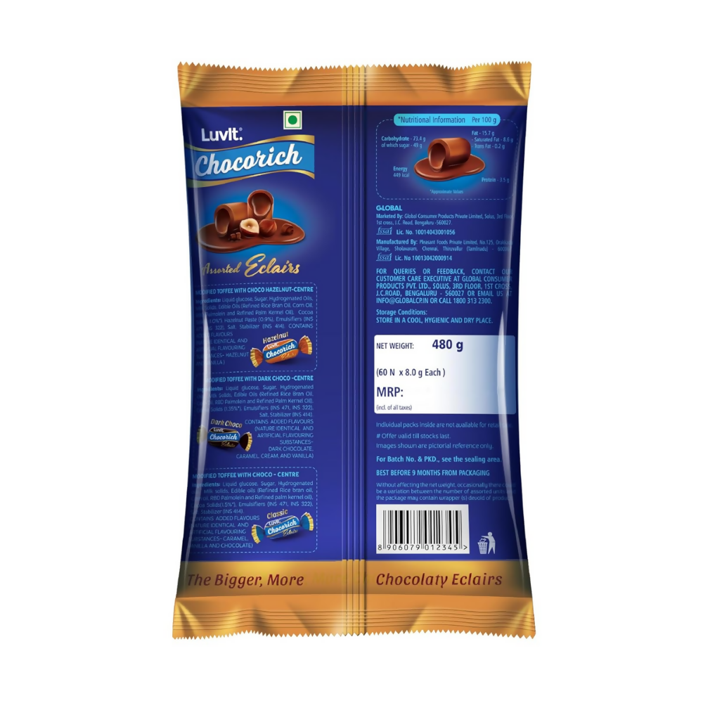 LuvIt. Chocorich Assorted Eclairs Chocolate Birthday Pack - Hazelnut, Dark Choco & Classic | Grocsy