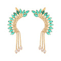 Nuyug 22K Gold Plated Faux Emerald Studded Contemporary Ear Cuff Earrings | Grocsy