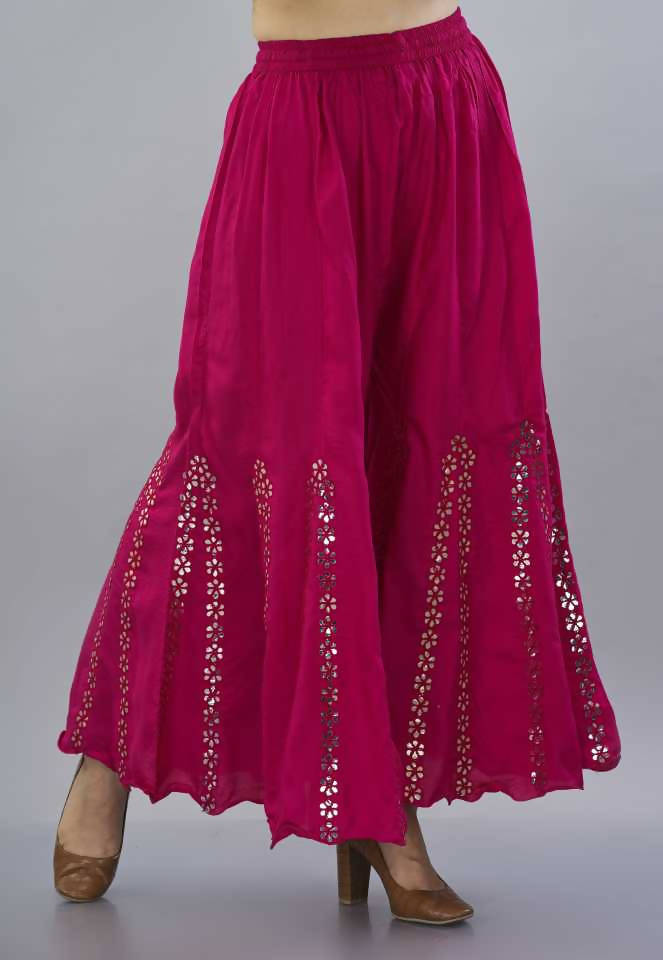 Mominos Fashion Dark Pink Mirror Palazzo | Grocsy