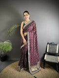 Joban Fashion Wine Bandhej Bandhani Vichitra Silk Bandhani Prints Saree | Grocsy