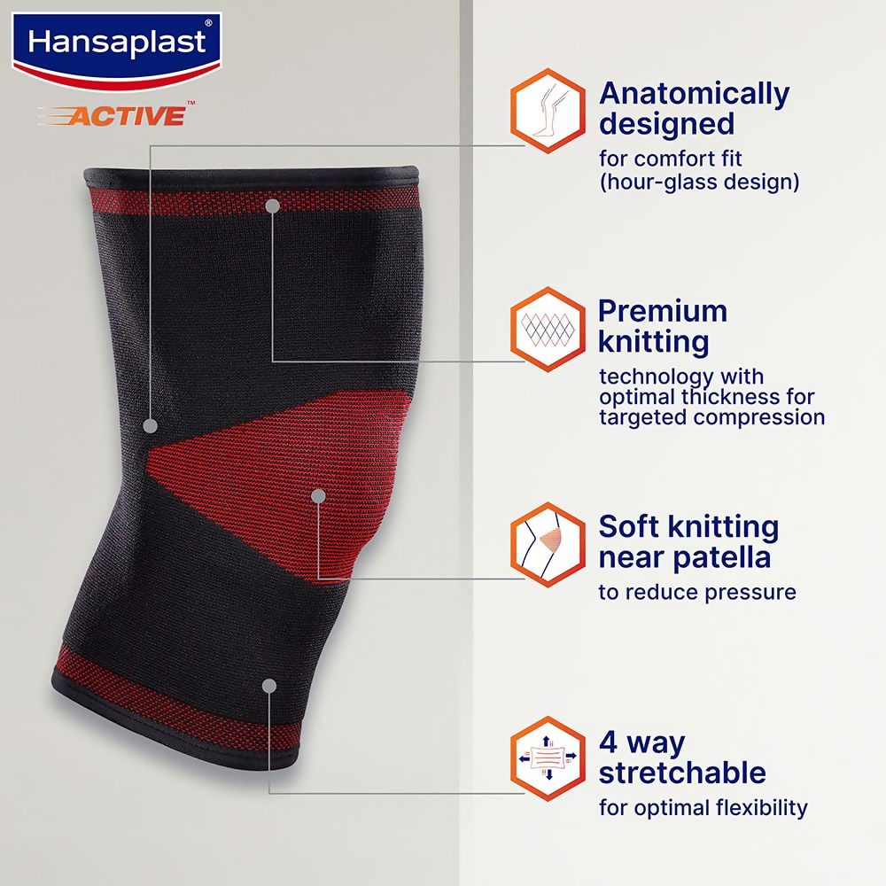 Hansaplast Active Knee Support for Men & Women (Pair) | Grocsy