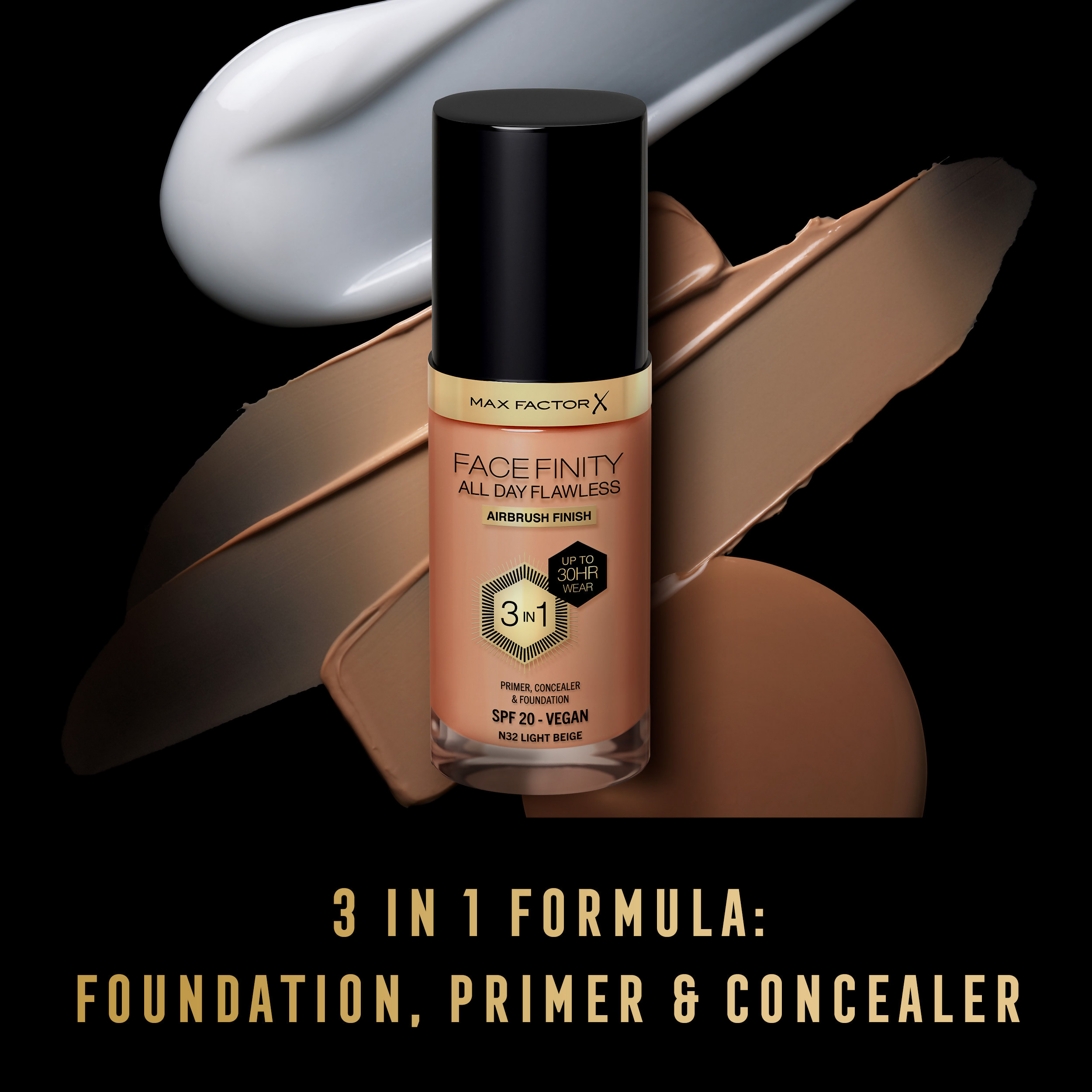 Max Factor Face Finity All Day Flawless 3 In 1 Foundation - Light Beige | Grocsy