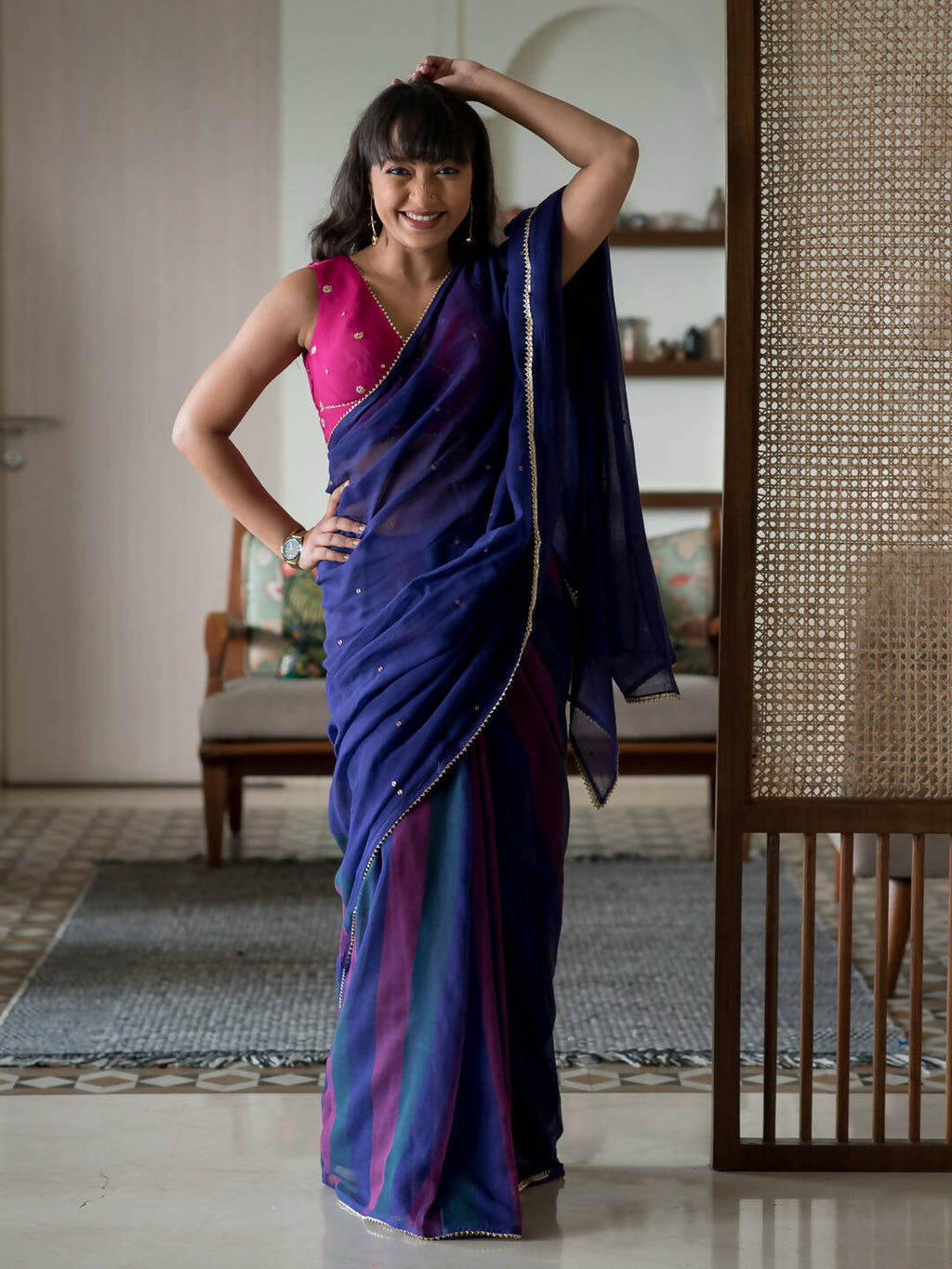 Suta Purple Woven Design Pure Cotton Saree | Grocsy