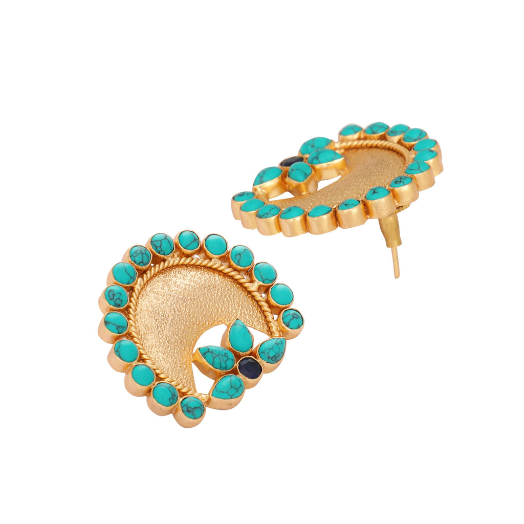 Nuyug Turquoise Crescent Earrings | Grocsy