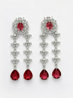 NVR Women's Silver-Plated Red CZ-Studded Handcrafted Jewellery Set | Grocsy