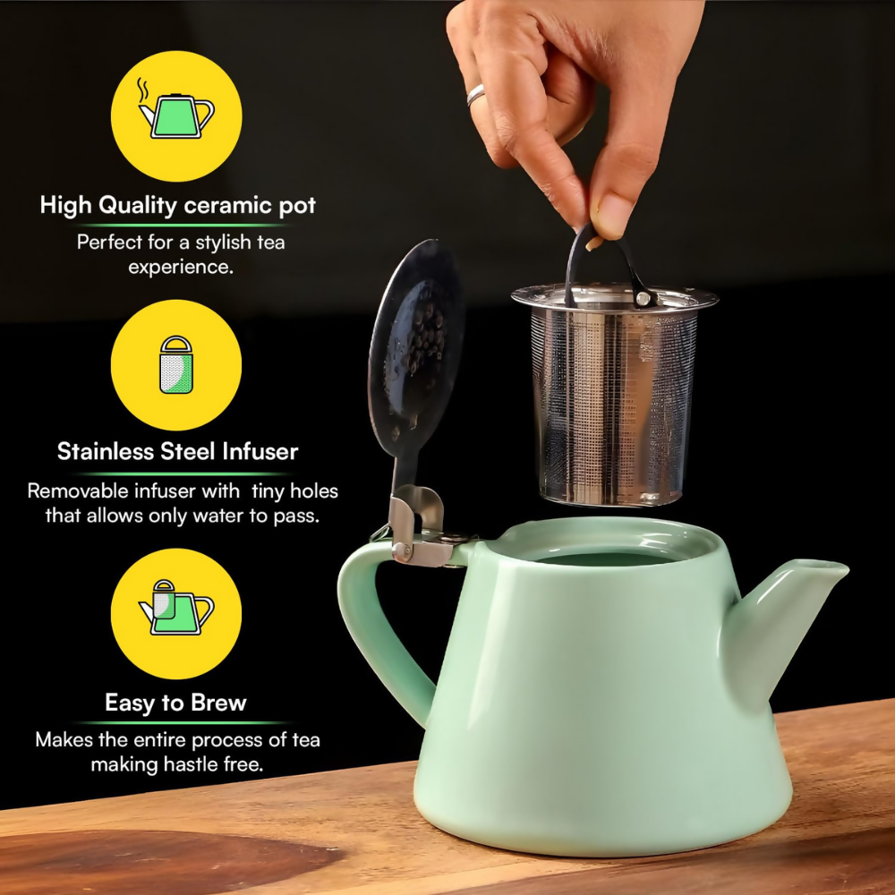 Udyan Tea Muse Teapot with Infuser - Jade Green | Grocsy