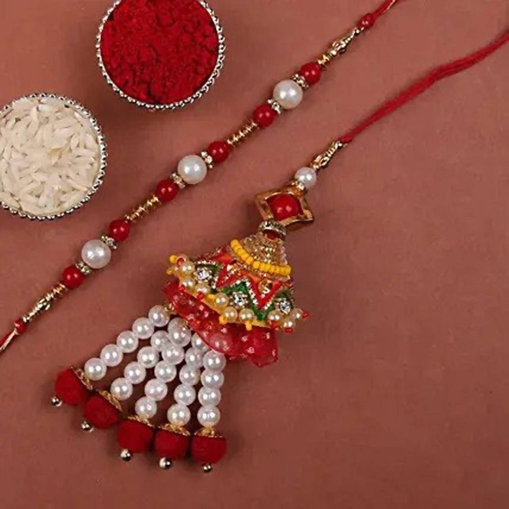 Pearl Rakhi & Lumba Set | Grocsy