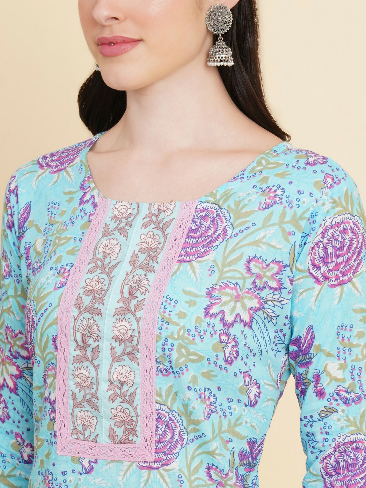 Designer Stylish skyblue Cotton Stitched Suit With Dupatta - Tanisha | Grocsy