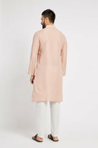 Ethnic India Pink Men's Kurta Striped Polyester | Grocsy