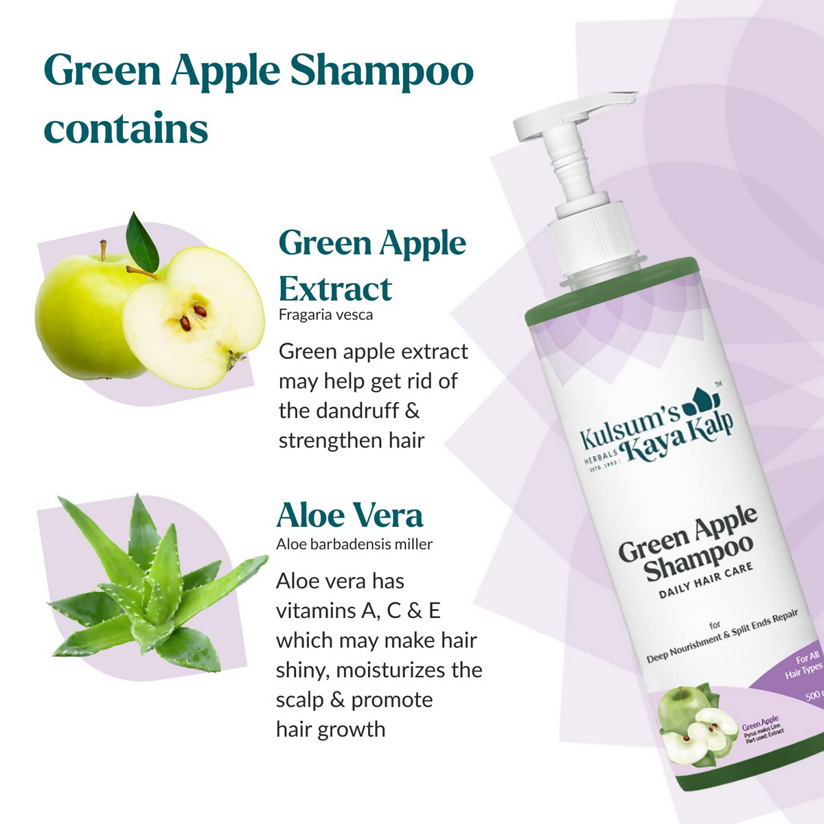 Kulsum's Kaya Kalp Green Apple Shampoo For Deep Nourishment & Split Ends Repair | Grocsy
