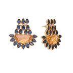 Nuyug 22K Gold Plated Crystal Studded Contemporary Floral Shaped Stud Earrings | Grocsy