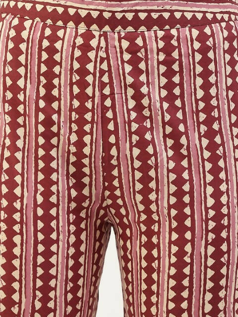 FIORRA Women's Maroon Cotton Straight Kurta Pant With Dupatta | Grocsy