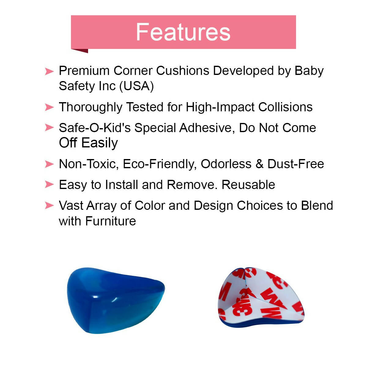 Safe-O-Kid Tear Drop Corner Caps, Blue For Kids Protection | Grocsy
