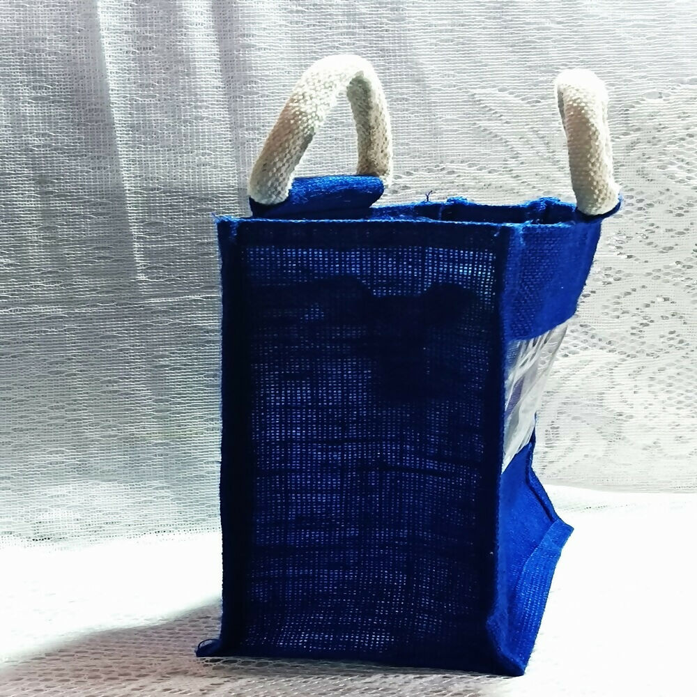 Jute Blue Transpaent Bags Simple, Casual & Very Handy | Grocsy