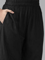 Yufta Women Black Floral Pure Cotton Kurta with Trouser & With Dupatta | Grocsy