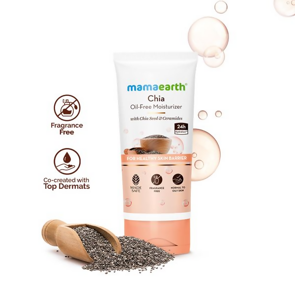 Mamaearth Chia Oil-Free Moisturizer with Chia Seed & Ceramides for Healthy Skin Barrier | Grocsy