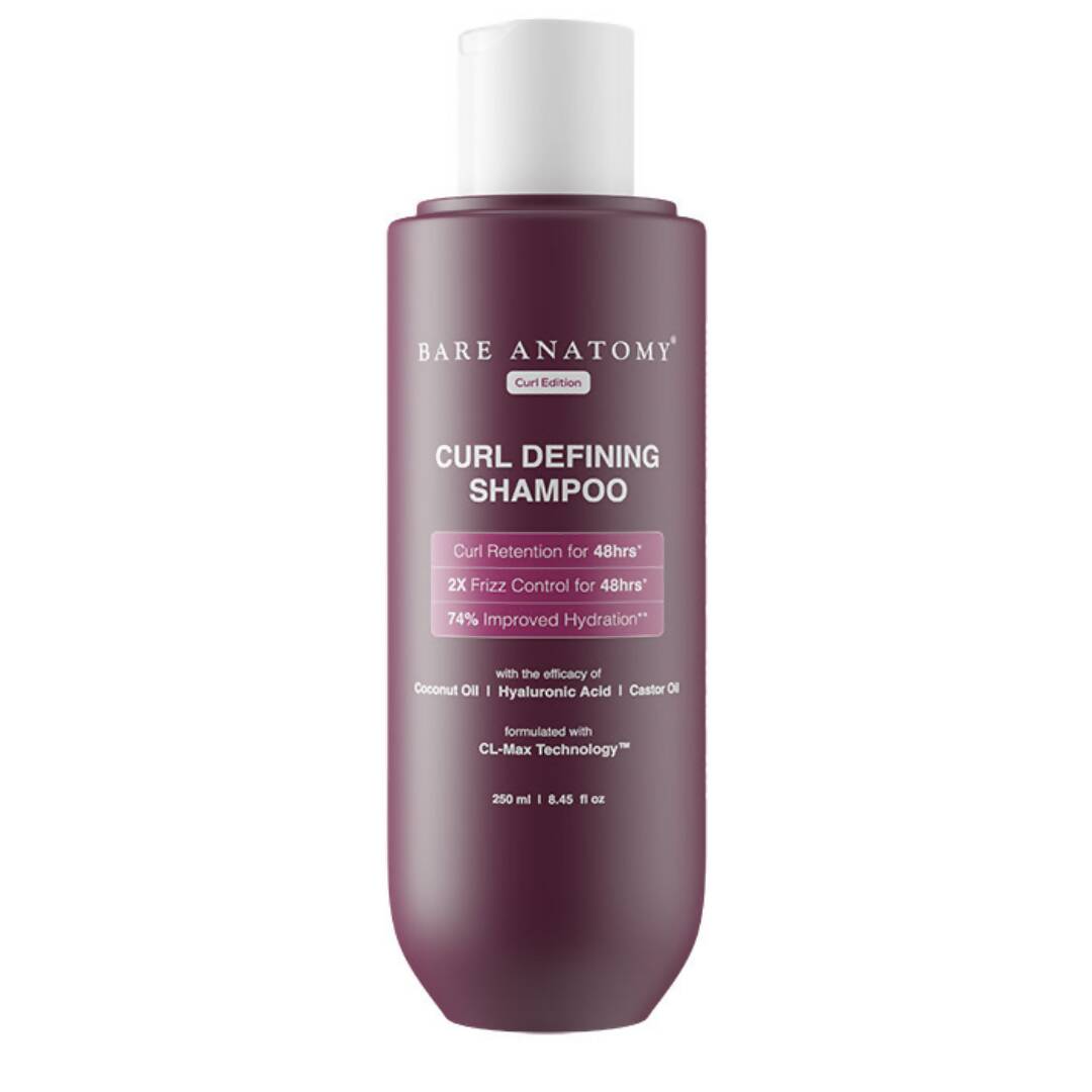 Bare Anatomy Curl Defining Shampoo with Hyaluronic, Coconut & Castor Oil | Curl Retention & 2X Frizz Protection For 48 Hrs | Grocsy