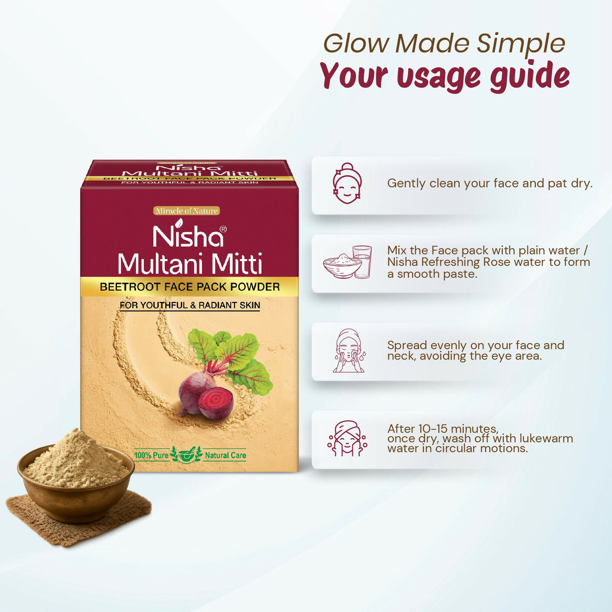 Nisha Beetroot Multani Mitti for Face |Skin Brightening Face Pack | Grocsy
