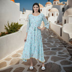 Souchii Blue Floral Chiffon Maxi Dress For Women – Souchii | Grocsy