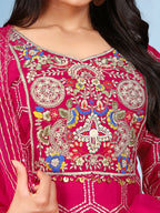 Joban Fashion Rani Cotton Premium Pure Viscose Print Dola With Handwork Kurta set | Grocsy
