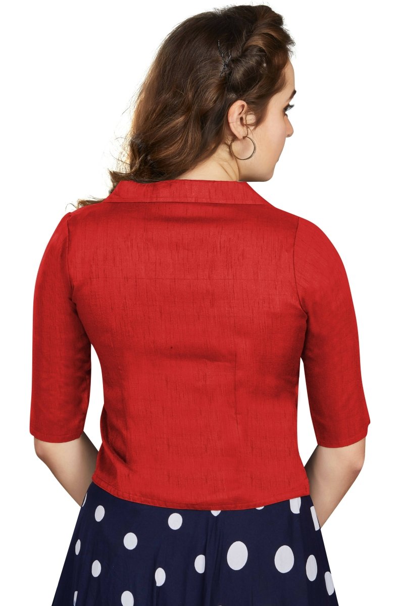 Aastha Fashion Women's Women's Red Art Silk Button Readymade Blouse | Grocsy