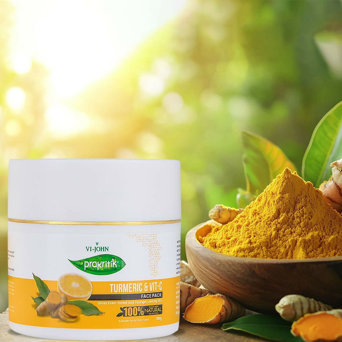 VI-JOHN Prakritik Vitamin C & Turmeric Face Pack Fades Dark Spots, 100% Natural Bio Actives | Grocsy