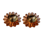 CraftVatika Lotus Puja Oil Lamp Stand For Pooja, Brown-Small | Grocsy