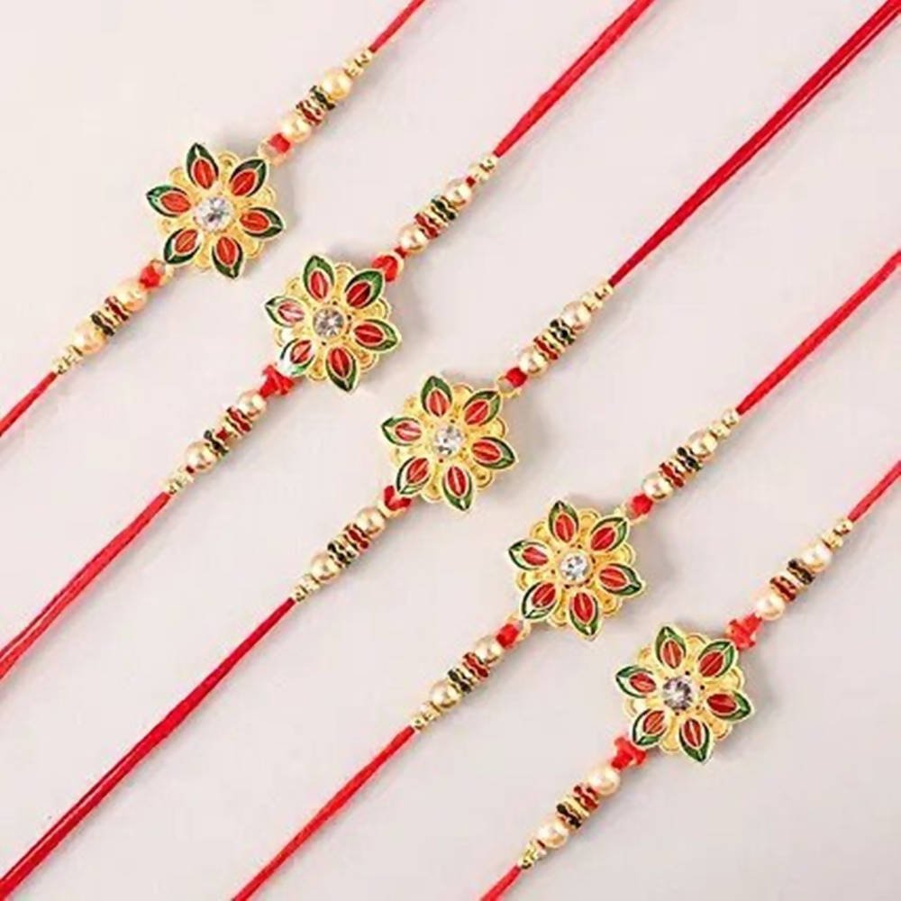 Alluring Meenakari Set of 5 Rakhi | Grocsy