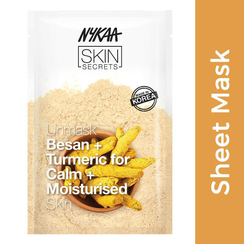 Nykaa Skin Secrets Indian Rituals Besan + Turmeric Sheet Mask For Calm & Moisturised Skin | Grocsy