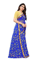 Vamika Blue Printed Chiffon Saree (UJALA BLUE) | Grocsy