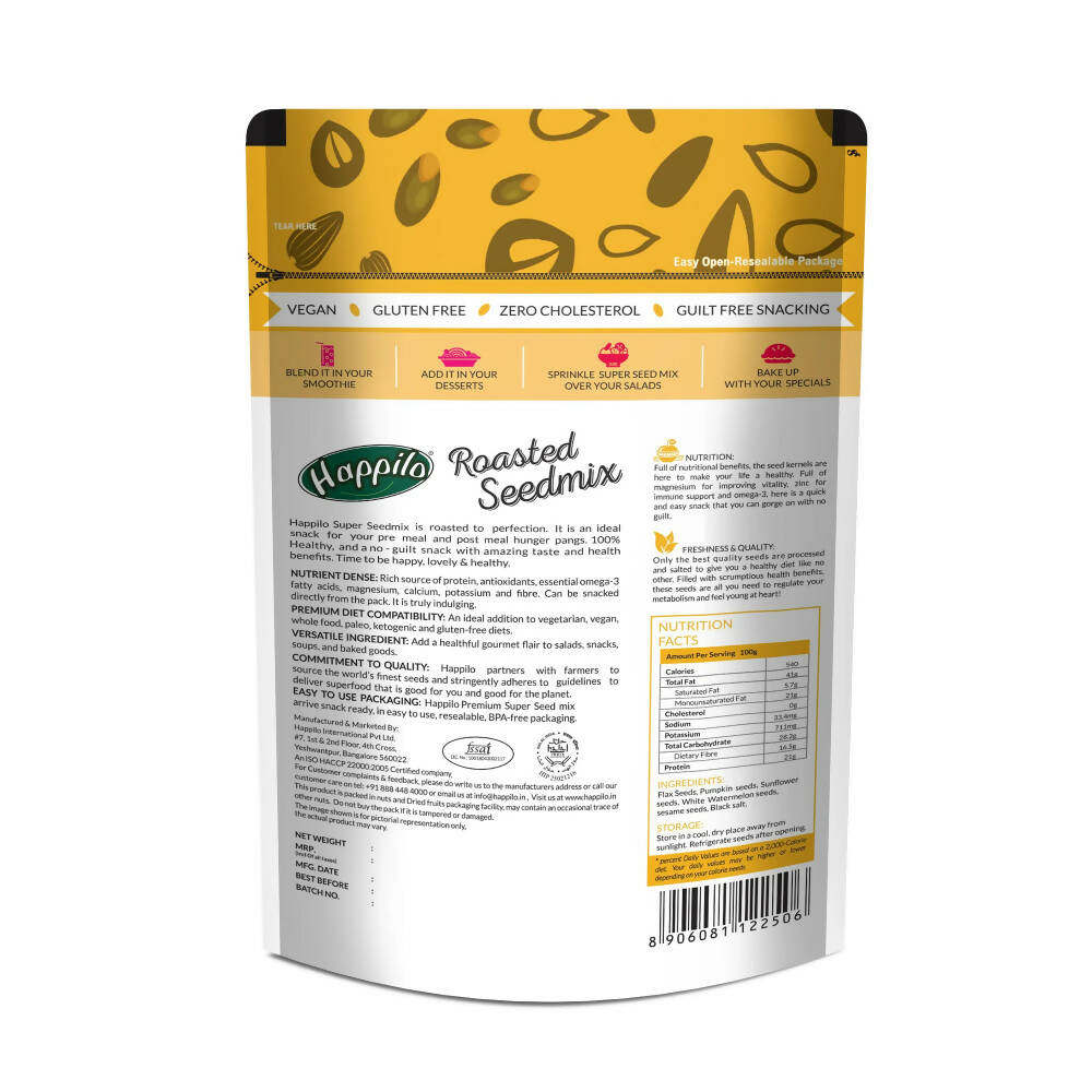 Happilo Freshly Roasted & Lightly Salted Super Seed Mix | Grocsy