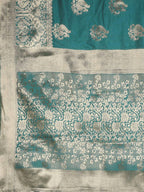 Kalamandir Ethnic Motifs Sea Green Silk Blend Saree | Grocsy