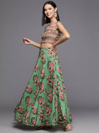 Ahalyaa Women's Traditional wear Lehenga Choli - Green | Grocsy