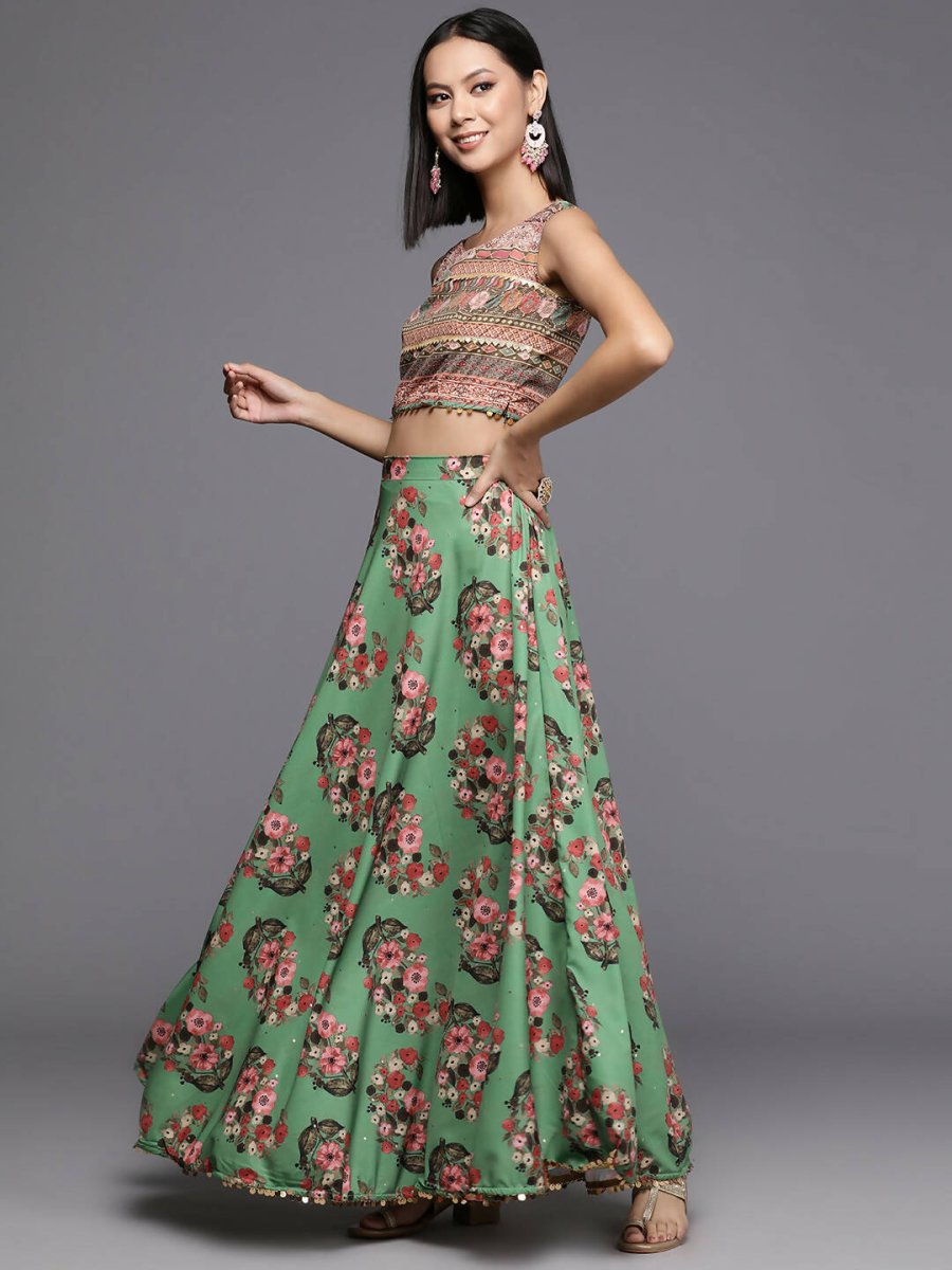 Ahalyaa Women's Traditional wear Lehenga Choli - Green | Grocsy