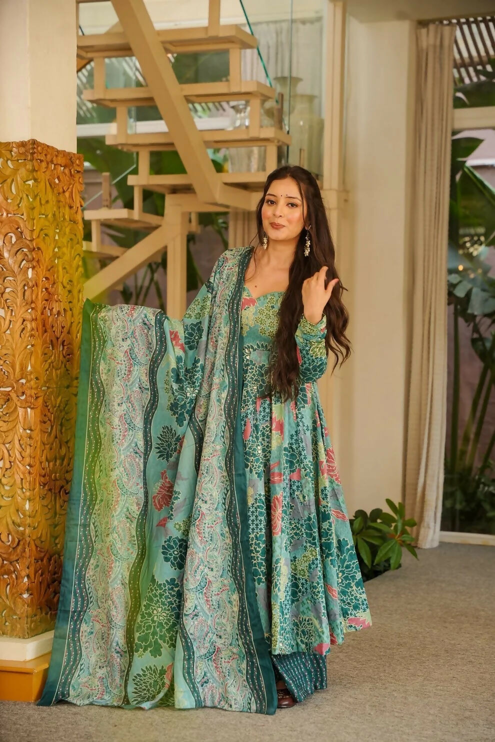 Aayaa Designer Cotton Silk Suit - Sky Blue | Grocsy