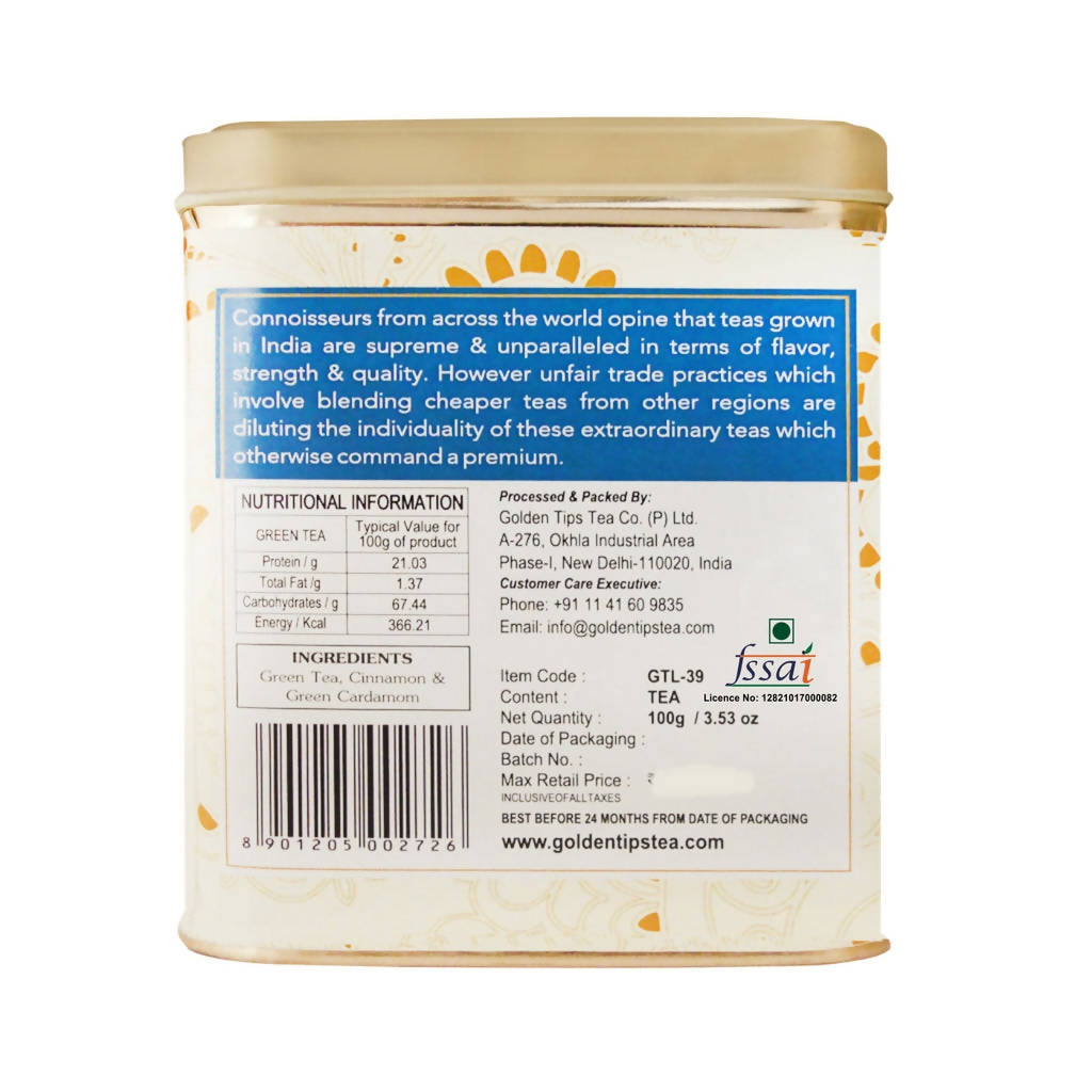 Golden Tips Kashmiri Kahwa Green Tea - Tin Can | Grocsy