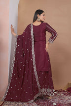 Teeya Creation Maroon Color Natural Crepe Silk Wedding Wear Trending Salwar Suit | Grocsy
