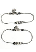 Mominos Fashion Kamal Johar Oxidised Party Wear Silver Anklets | Grocsy