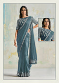 Satin Silk Crepe Saree With Stitched Blouse - Mohmanthan Royal | Grocsy