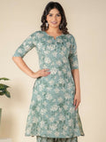 Aramya Green Soft Cotton Floral A-line Kurta for Women | Grocsy