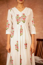 Joban Fashion Off White Pink Hand Block Printed Cotton Suit Set | Grocsy